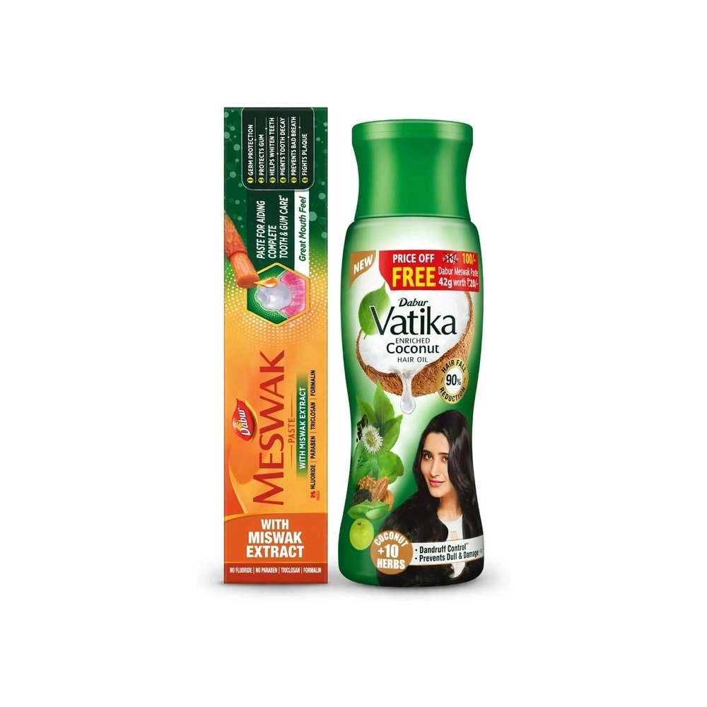 Vatika hair oil with free meswak tooth paste