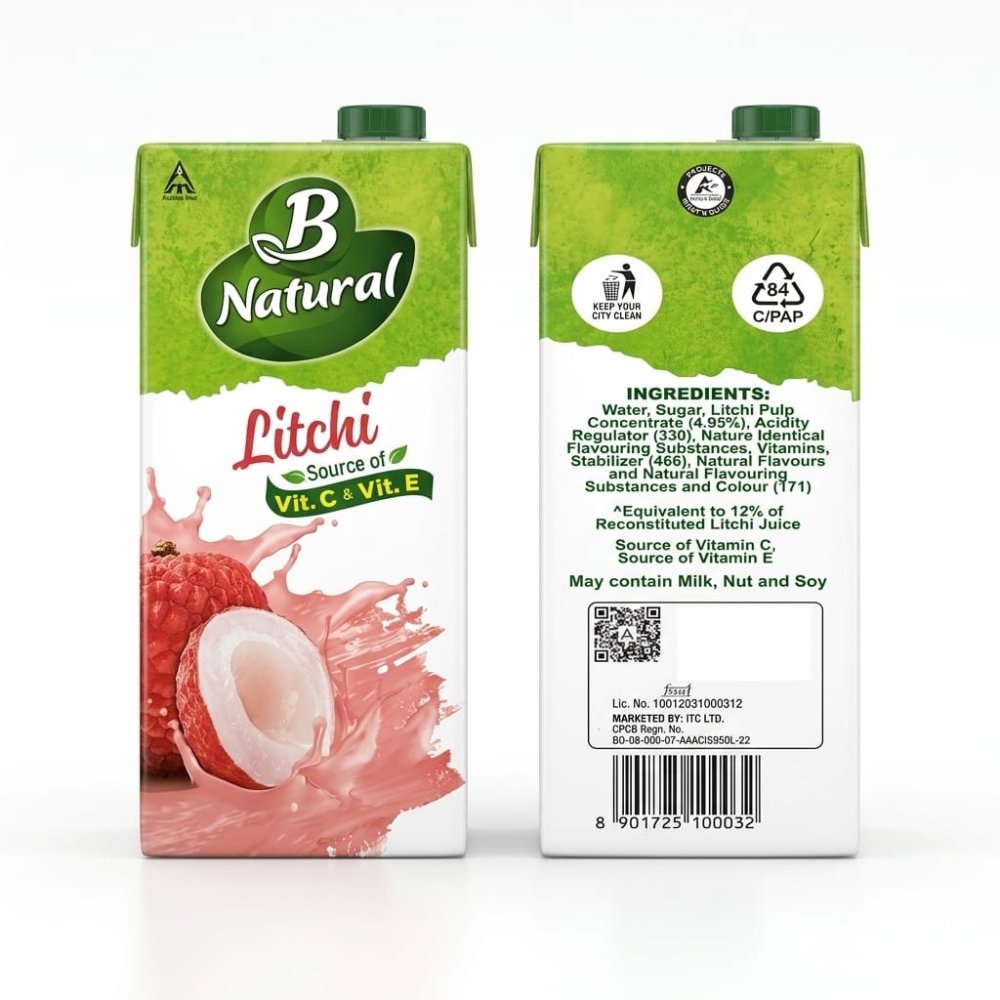 B natural litchi fruit beverage
